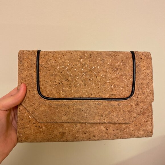 Cork Envelope Clutch Crossbody Convertible Vintage Cork Bag - Picture 7 of 7